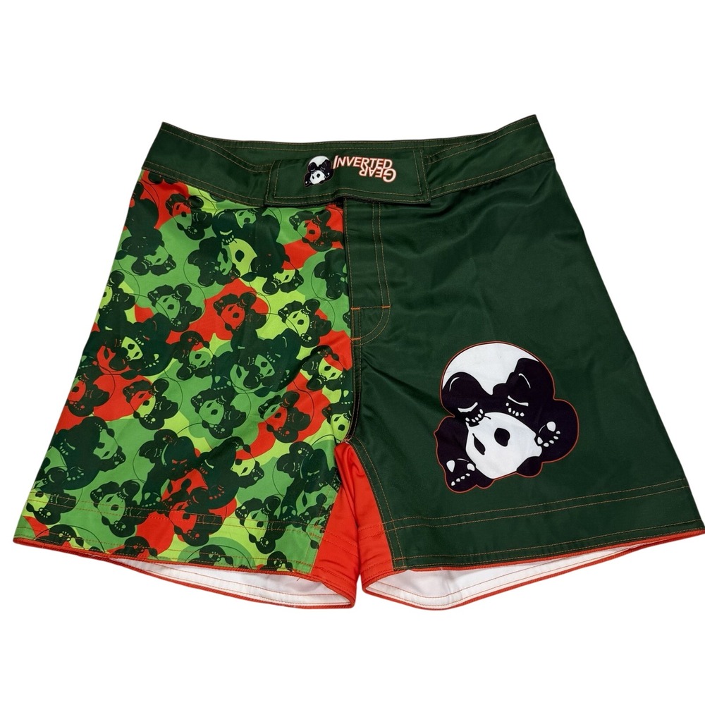 Inverted Gear Men 30 BJJ MMA Grappling Fight Shorts Trunks Panda Green Orange